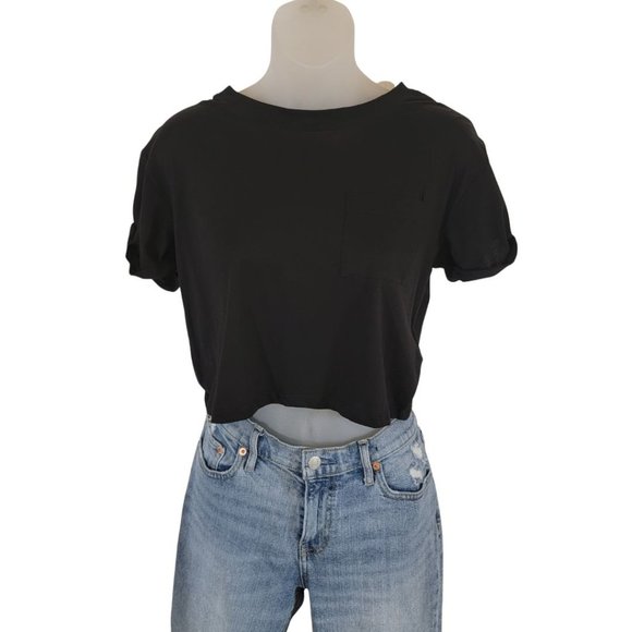 H & M Striped Short Sleeve Cropped Tee Size  XS - Picture 1 of 6